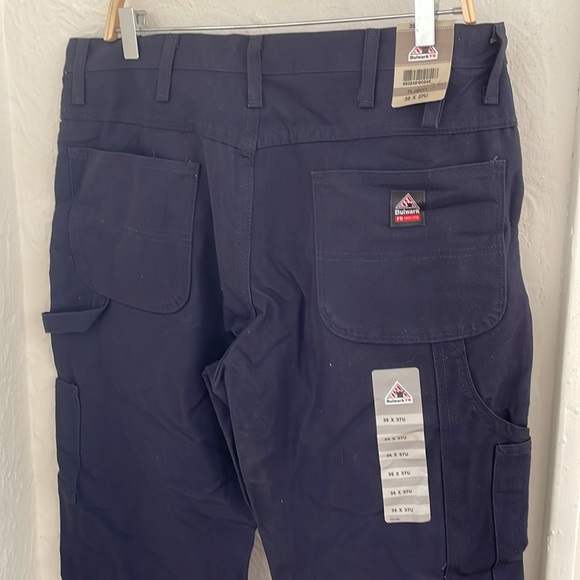 BULWARK Men's Flame Resistant Dungaree Pants Size 36x37 in Navy - Picture 5 of 7